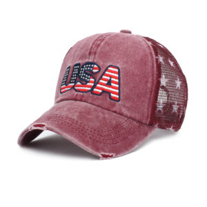 Embroidered flag USA wine red / Adjustable