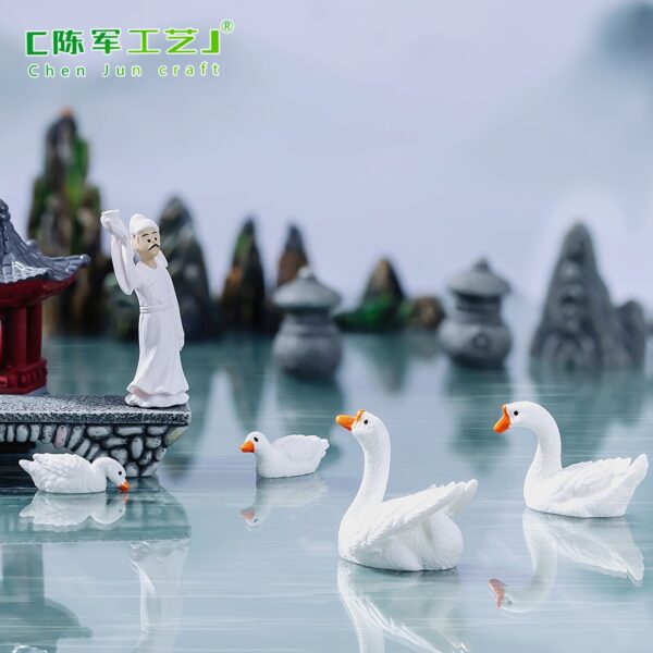 Wholesale Chinese Style Miniature Landscape Resin Ornament - Duck Decorative Accent for Home Office Gift
