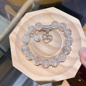 Love white floral 10cm bracelet (packed in bag)