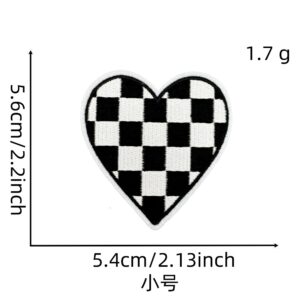Small love black and white plaid cloth patch