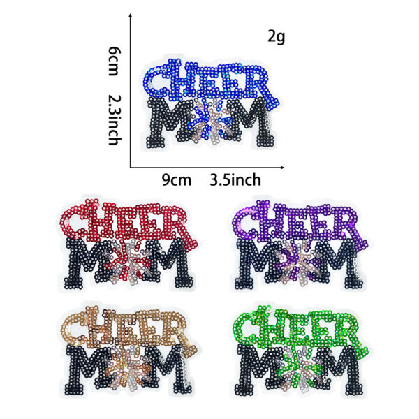 oly-122a4c3bc3662238570f88f5785e06f8 Wholesale Sequin Cheer Mom Patch - Iron-On Applique for Jackets, Fashion Accessory for Everyday Use