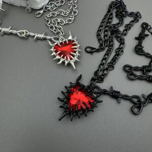 oly-1237197e055e720f609e22d55fd04eda Wholesale Gothic Heart Pendant Necklace Trendy Jewelry Accessory for Party Gift Boutique Resale