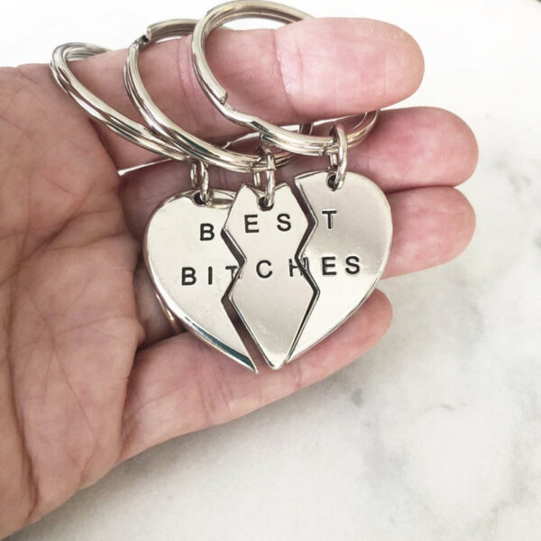 Wholesale Silver Alloy Broken Heart Pendant Keychain Set Couple Gift, Everyday Accessory