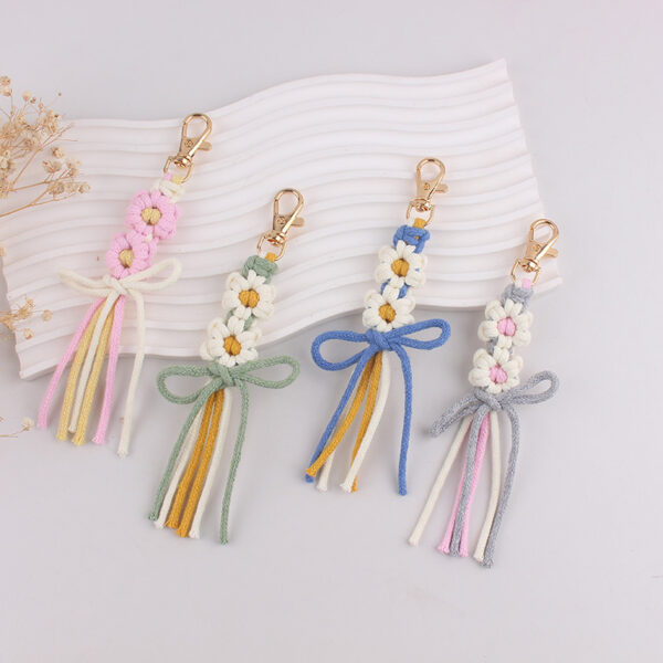 oly-126fd7c9dab5b52d4b135c25e4e9ab21 Wholesale Cotton Rope Bohemian Handmade Flower Keychain Bag Charm Gift for Women