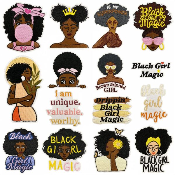 oly-1275e9f8e3a1c157c5c92a5fe49a79ef Wholesale Cartoon Black Girl Embroidered Patch Decorative Accent for Clothing