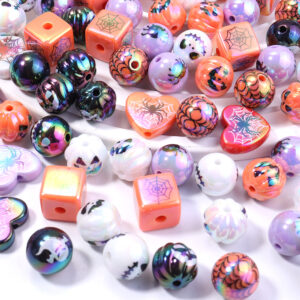 oly-128aa9ab01475a4796c13eb7cb992255 Wholesale Halloween Pumpkin Spider Web Acrylic Beads Fashion DIY Jewelry Accessory for Resale