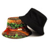 Wholesale Double Sided Beef Burger Pattern Fisherman Hat Sun Protection Stylish Outdoor Travel Hat Fashion Accessory for Resale