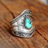 Wholesale Bohemian Teardrop Turquoise Irregular Ring, Alloy Electroplated Jewelry Accessory for Wedding Gift
