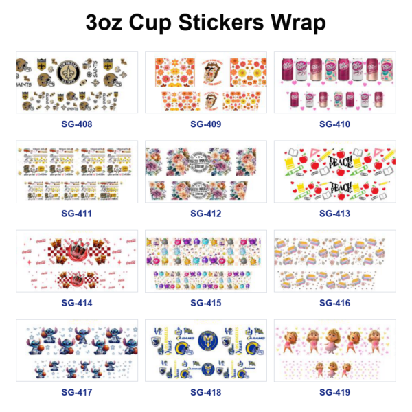 Wholesale 8pcs Colorful Wildflower 3oz Tumbler Stickers Wrap