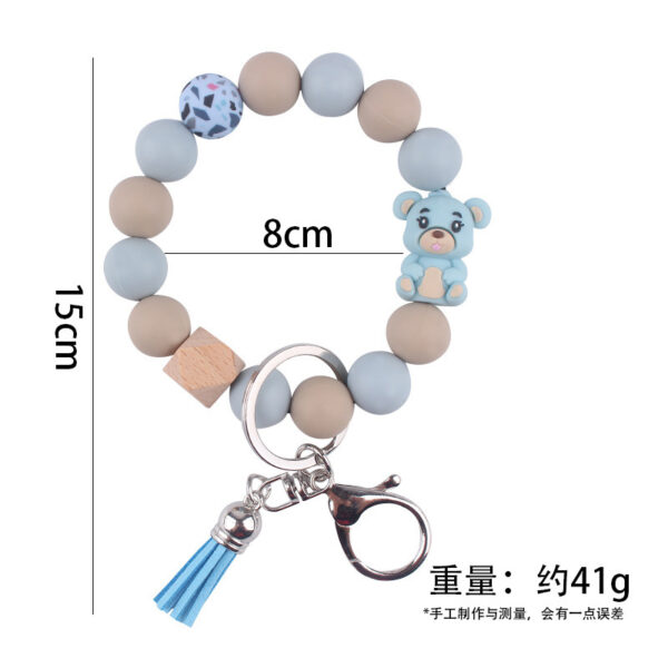 oly-12f78c46437b9e38cb1e0c5e7157e615 Wholesale Silicone Cartoon Bear Keychain Accessory Korean Style Gray Blue Cute DIY Bead Bracelet Gift
