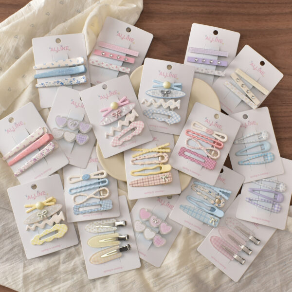 Wholesale Spring Floral Metal Hair Clip 4pcs Pink Bow Boutique Resale Accessory