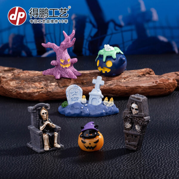 oly-13346089a724652a7c0d947a8bd9a481 Wholesale Halloween Resin Micro Landscape Scary Tree Tombstone Skeleton Pumpkin Home Decor Accent