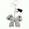 Wholesale White Alloy Bowknot Rhinestone Tassel Keychain Wedding Gift Bag Charm