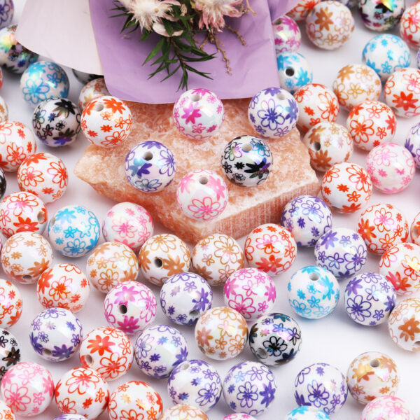 oly-133bbfa1a9c70d2dbc32b148438d5e82 Wholesale Flower Snowflake Print Acrylic Beads 16mm DIY Phone Charm Accessory