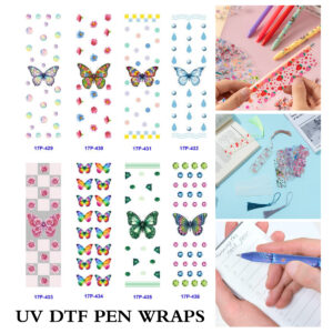 oly-134392c3f8b88d59f1019abf75429f06 Wholesale 2/8/16pcs Watercolor Butterfly Floral Dot Series UV DTF Pen and Bookmark Stickers