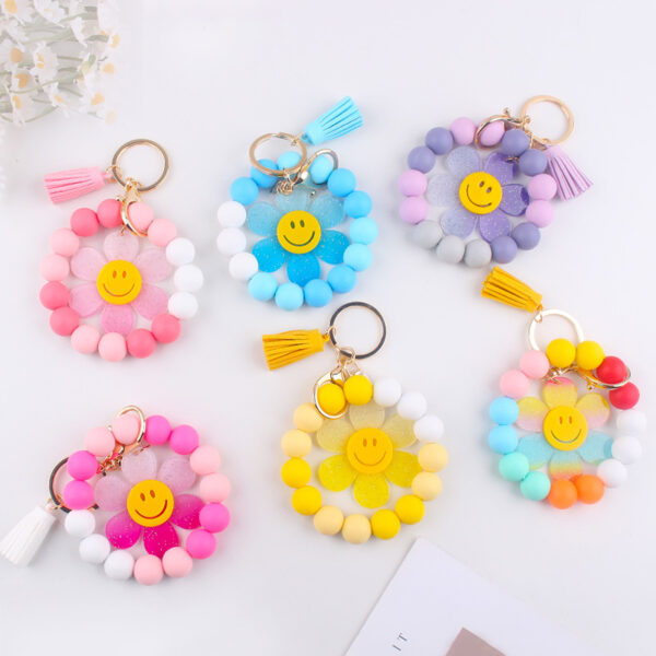 oly-135463ba422935ea136ab5aa0d41cf94 Wholesale DIY Pink Sunflower Silicone Bead Bracelet Bangle Keychain Party Gift Jewelry Accessory