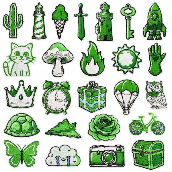 Wholesale Green Cartoon Embroidered Iron-On Patch Decorative Accent for Clothing DIY