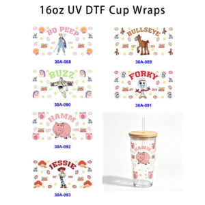 Wholesale 5pcs Vintage Cowboy Cartoon Star 16oz Cup UV DTF Wraps OLY Exclusive