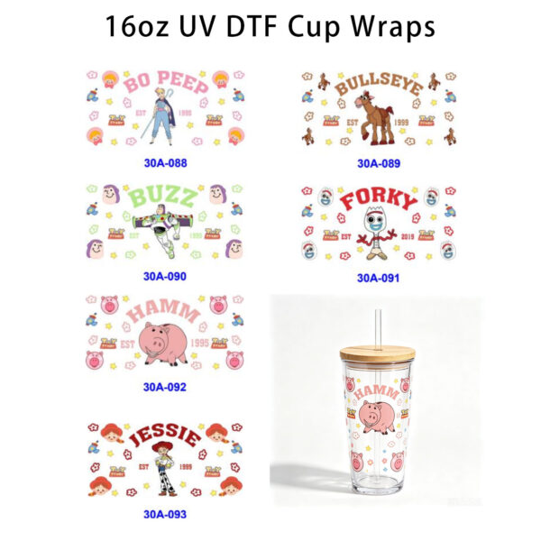Wholesale 5pcs Vintage Cowboy Cartoon Star 16oz Cup UV DTF Wraps OLY Exclusive