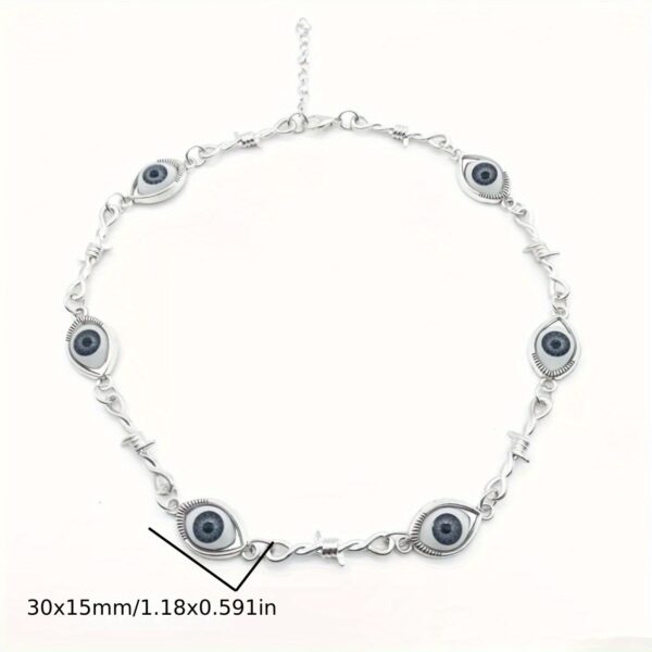 oly-1383b832950638511673234a3aa76151 Wholesale Zinc Alloy Snake Bone Chain Necklace with Blue Eye Pendant Halloween Punk Style Jewelry Accessory for Everyday Wear