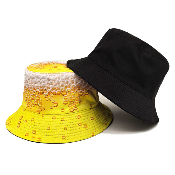 Wholesale Yellow Beer Print Bucket Hat Unisex Sun Protection Casual Outdoor Gift