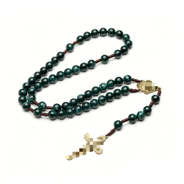 Wholesale Acrylic Cross Rosary Necklace Green Medieval Style Fashion Accessory for Gift or Layering