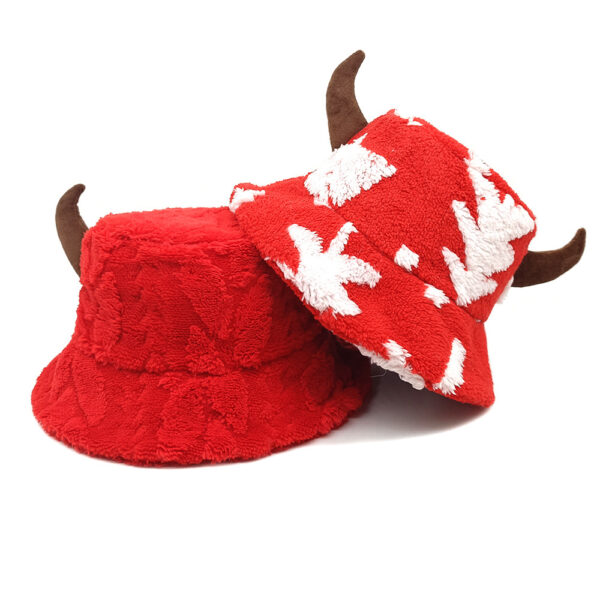 Wholesale Plush Horn Bucket Hat Funny Christmas Design Women's Party Hat