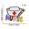 Wholesale Iron-on Embroidered Patch Pink Nurse Heart Stethoscope DIY Accessory