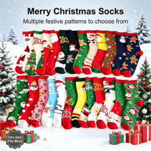 Wholesale Christmas Mid Calf Socks Cartoon Pattern Moisture Wicking Polyester Cotton Unisex Holiday Gift Party Fashion Accessory