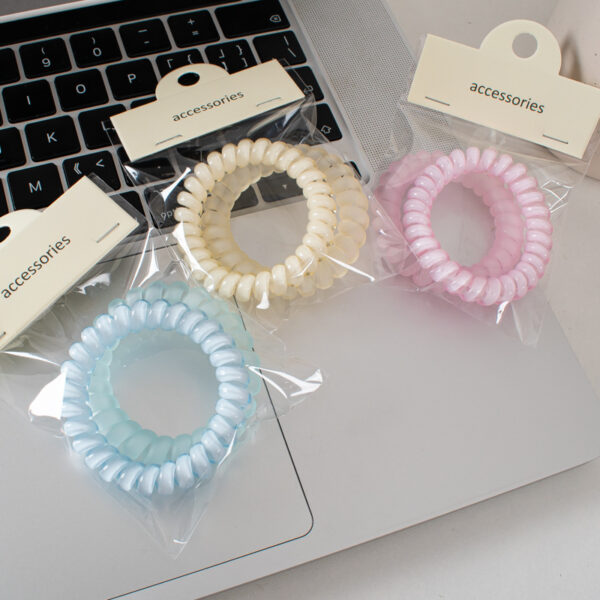 oly-1402e695704f9467969ce6578d347125 Wholesale 2 Pack Jelly Telephone Line Hair Ties Matte Finish Summer Everyday Hair Accessory