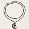 Wholesale Artificial Crystal Layered Moon Pendant Necklace Gothic Gothic Style Beaded Choker Fashion Accessory for Party or Everyday Wear