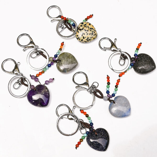 Wholesale Fashion Heart Amethyst Crystal Keychain Bag Charm Decorative Accessory