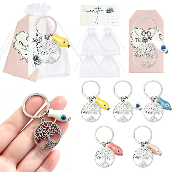 Wholesale Tree of Life Colorful Fish Keychain Trendy Car Key Accessory for Party Gifts