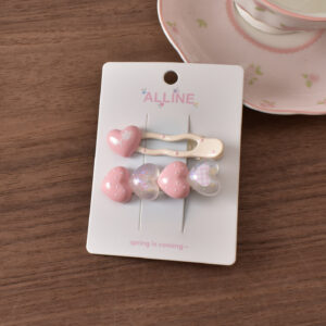 11# pink 4 heart duck clip - 2pcs