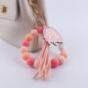 oly-1457c487b9cf19709b56c4fe90665690 Wholesale American Style Leopard Print Silicone Bead Bracelet Keychain Pink Boutique Resale Accessory