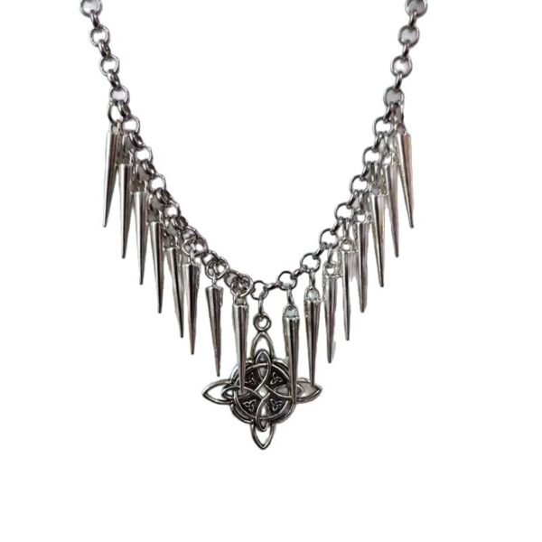 Wholesale Punk Star Pendant Necklace Silver Zinc Alloy Spiked Fringe Choker Trendy Jewelry Accessory for Casual or Gift Use