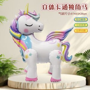 Three-dimensional matte rainbow white horse-f1049