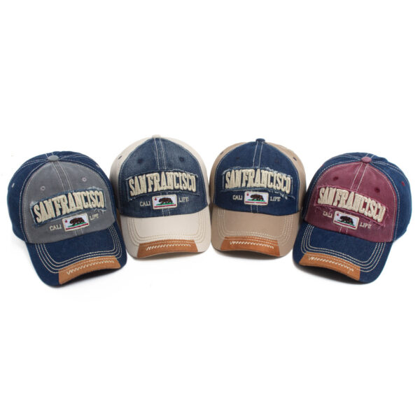 Wholesale Grey Embroidered Baseball Cap Vintage Wash Style Unisex Outdoor Casual Hat