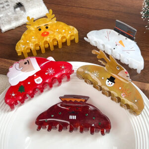 oly-147b457da35e8f9b0b6667240ab0e817 Wholesale Christmas Snowman and Reindeer Hair Claw Clips PVC Handmade Fashion Hair Accessory for Resale