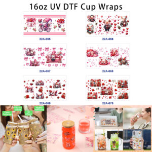 oly-149ed1200d5a6ed65d9d6dc00ad7d48f Wholesale 5pcs Valentine Garden Sprite Cute Pig Red Pink Rose Heart Bow Mixed Floral Print 16oz Cup UV DTF Wraps
