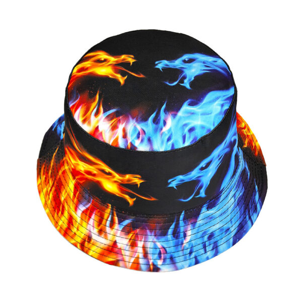 Wholesale Reversible Dragon Pattern Bucket Hat Short Brim Sun Protection Casual Fashion Accessory