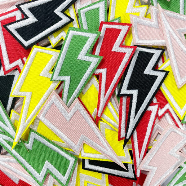 oly-14d0ee81cbff639d9d842239eb85ace3 Wholesale Polyester Embroidered Lightning Patch - Decorative DIY Iron-On Applique for Hats, Clothes, Shoes