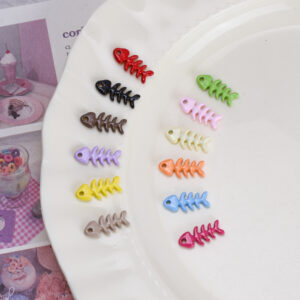 Wholesale Colorful Spray Paint Fish Bone Pendant DIY Charm for Jewelry Making Fashion Accessory
