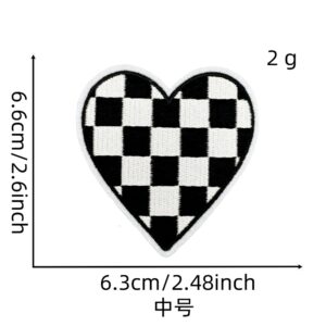 Medium love black and white plaid cloth patch