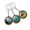 Wholesale French Retro Van Gogh Wooden Keychain with Sunflower Print Car Key Accessory