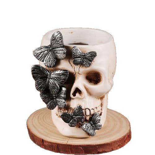Wholesale Halloween Butterfly Skull Resin Pen Holder Desktop Ornament Decorative Accent Gift for Couple Wedding