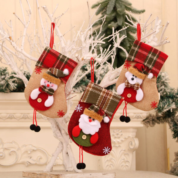 oly-150889cf3d5383174d42c271db3bab83 Wholesale European Style Christmas Stocking Ornament Polyester Gift Bag Pendant Home Decor Gift