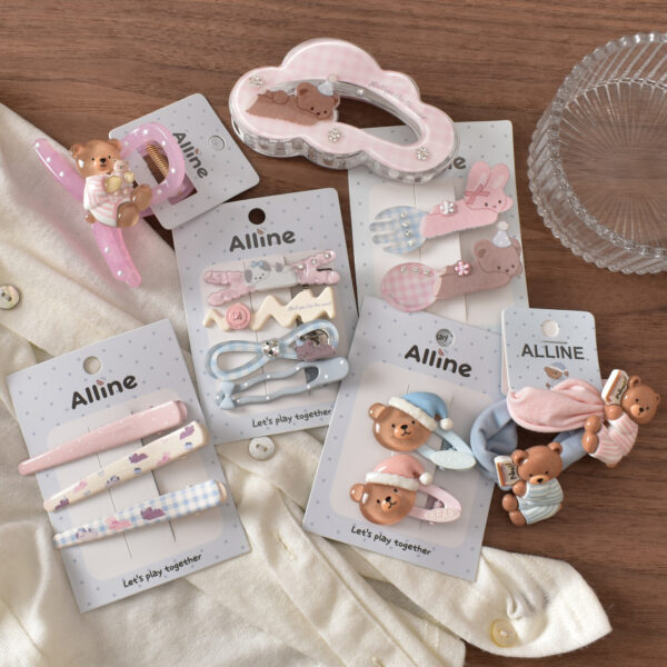 oly-152a2c8e7044b23b6334a012f6fc67e6 Wholesale Resin Cartoon Bear Hair Clips 4 Pack, Cute Everyday Fashion Accessory