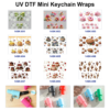 Wholesale 2/4/8pcs Gourmet Pastry Dessert Print Mini Cup Keychain Sticker