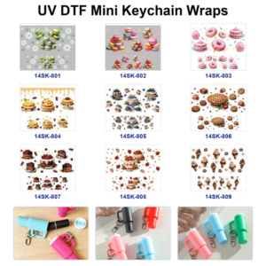 Wholesale 2/4/8pcs Gourmet Pastry Dessert Print Mini Cup Keychain Sticker